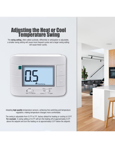 Termostato Digital Aowel AW721 2 Calor 1 Frío Pantalla 5" Termostato Digital Aowel AW721 2 Calor 1 Frío Pantalla 5"