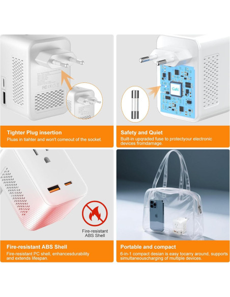 Convertidor de Voltaje 220V a 110V 20W DONGGUAN 6-en-1 Convertidor de Voltaje 220V a 110V 20W DONGGUAN 6-en-1