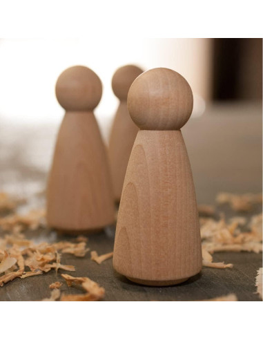 Muñeca de Madera 5 cm Niña/Ángel Craftparts Direct - Paquete de 10
