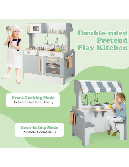 Cocina de Jugar Doble Cara Gotoplay 10050GR-TP con Accesorios Cocina de Jugar Doble Cara Gotoplay 10050GR-TP con Accesorios