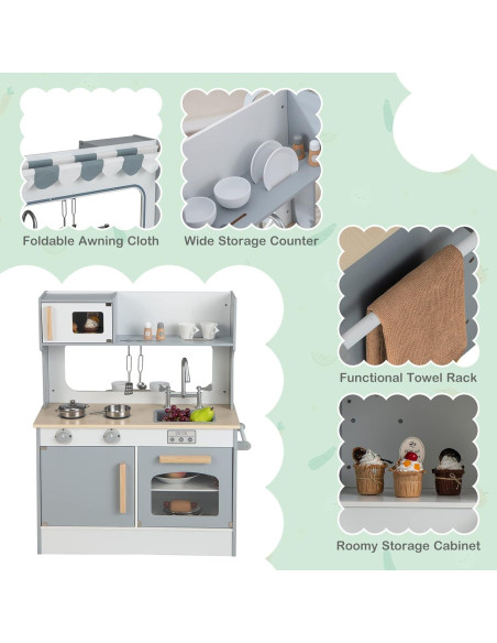 Cocina de Jugar Doble Cara Gotoplay 10050GR-TP con Accesorios Cocina de Jugar Doble Cara Gotoplay 10050GR-TP con Accesorios