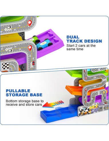 Juguete de Rampa de Coche Doble Pista aotipol con 10 Coches
