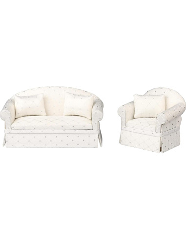 Sofá Sillón Miniatura Inusitus Tapizado Blanco con Puntos