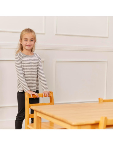 Sillas de Respaldo de Escalera ECR4Kids, Madera Caucho, Paquete de 2