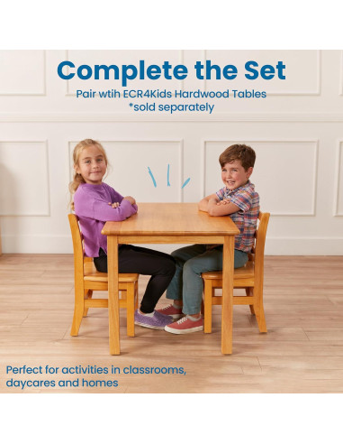 Sillas de Respaldo de Escalera ECR4Kids, Madera Caucho, Paquete de 2