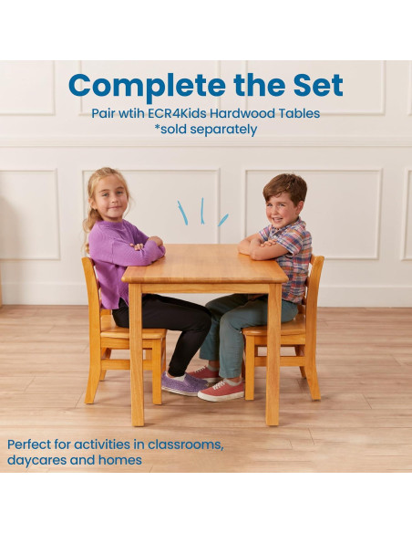 Sillas de Respaldo de Escalera ECR4Kids, Madera Caucho, Paquete de 2