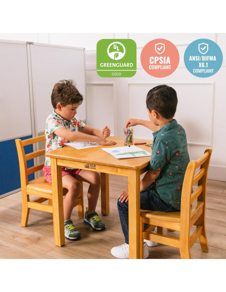 Sillas de Respaldo de Escalera ECR4Kids, Madera Caucho, Paquete de 2