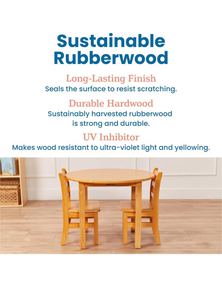 Sillas de Respaldo de Escalera ECR4Kids, Madera Caucho, Paquete de 2