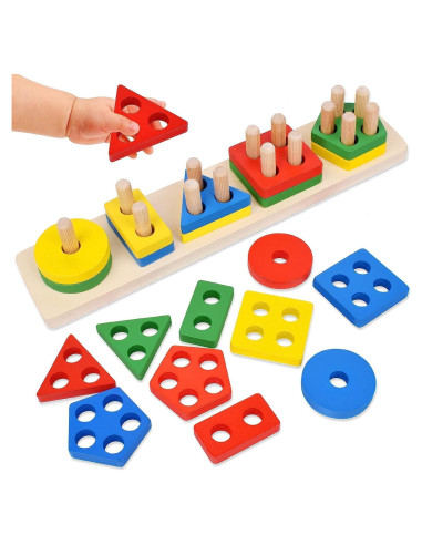 Juguete Educativo de Madera Kizh Clasificador de Colores y Formas