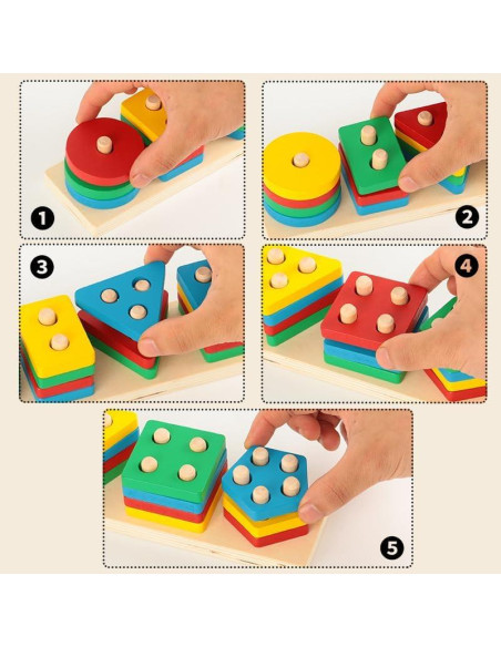 Juguete Educativo de Madera Kizh Clasificador de Colores y Formas Juguete Educativo de Madera Kizh Clasificador de Colores y Formas
