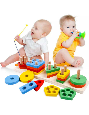Juguete Educativo de Madera Kizh Clasificador de Colores y Formas