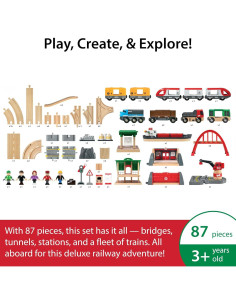 Conjunto de Ferrocarril Deluxe BRIO World 87 Piezas - Trenes de Madera 2