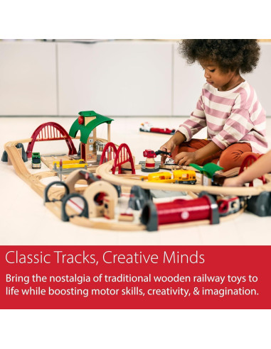 Conjunto de Ferrocarril Deluxe BRIO World 87 Piezas - Trenes de Madera