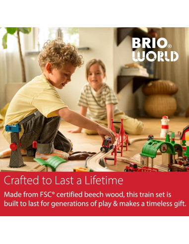 Conjunto de Ferrocarril Deluxe BRIO World 87 Piezas - Trenes de Madera