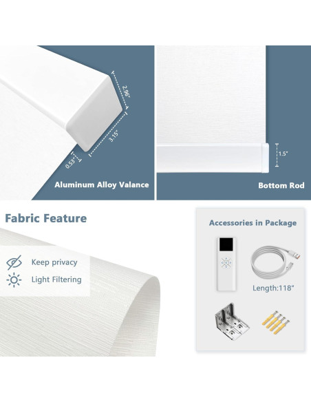 Persianas Motorizadas COOLWINDS 76.2x157.5cm Jacquard Blanco Persianas Motorizadas COOLWINDS 76.2x157.5cm Jacquard Blanco