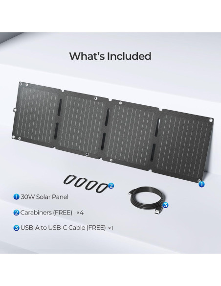 Panel Solar Portátil Plegable Renogy 30W, Carga Rápida USB-C Panel Solar Portátil Plegable Renogy 30W, Carga Rápida USB-C