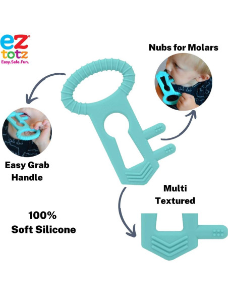 Juguete de Dentición de Silicona Eztotz Teal 0+ Meses Juguete de Dentición de Silicona Eztotz Teal 0+ Meses