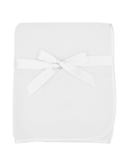 Manta de forro polar TL Care 76.2x76.2 cm blanca con borde de satén Manta de forro polar TL Care 76.2x76.2 cm blanca con borde de satén