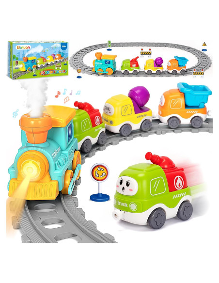 Juego de tren eléctrico Ellinjan con luces y vapor para niños Juego de tren eléctrico Ellinjan con luces y vapor para niños