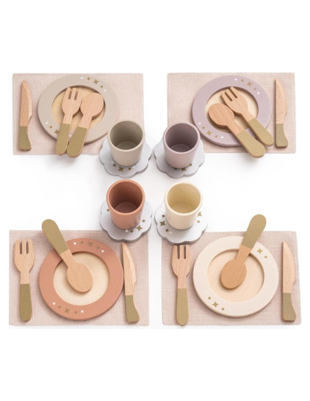 Juego de Platos de Madera Robud 4 Piezas para Niños Juego de Platos de Madera Robud 4 Piezas para Niños