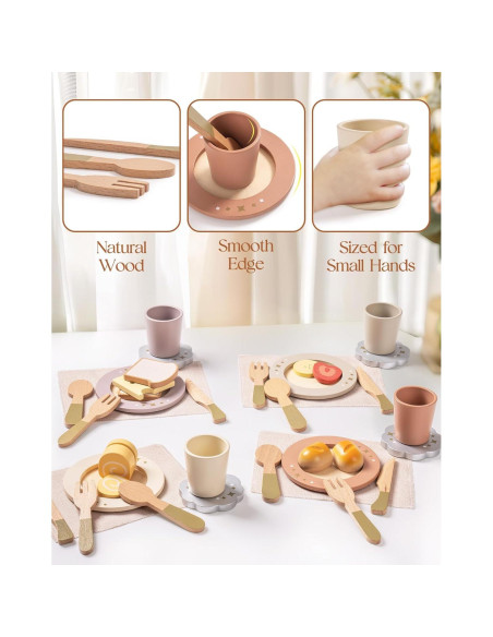 Juego de Platos de Madera Robud 4 Piezas para Niños Juego de Platos de Madera Robud 4 Piezas para Niños