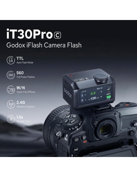 Flash Godox iT30 Pro C para Canon, TTL 2.4G, 560 Flashes Flash Godox iT30 Pro C para Canon, TTL 2.4G, 560 Flashes