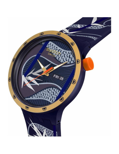 Reloj Unisex Swatch Big Bold Biosourced 47mm Azul y Dorado