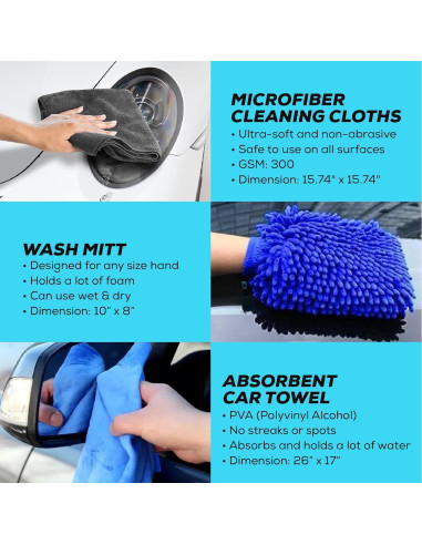 Kit de Limpieza de Autos Carmodex - 15 Piezas Profesional
