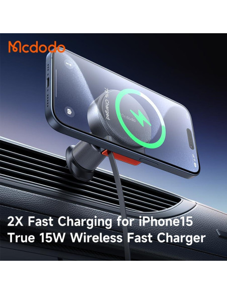 Cargador de Coche MagSafe 15W Mcdodo con Cable USB-C Retráctil Cargador de Coche MagSafe 15W Mcdodo con Cable USB-C Retráctil