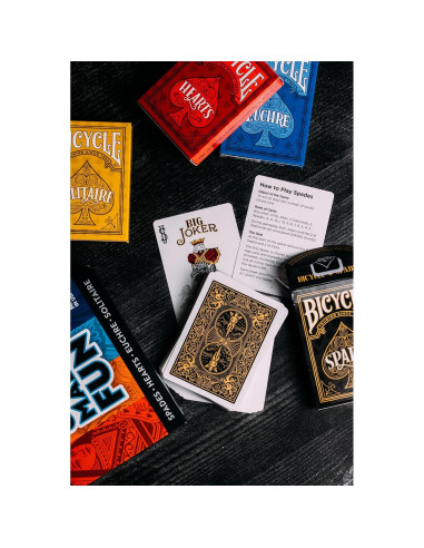 Paquete de 4 Juegos de Cartas Bicicleta: Euchre, Solitario, Espadas, Corazones