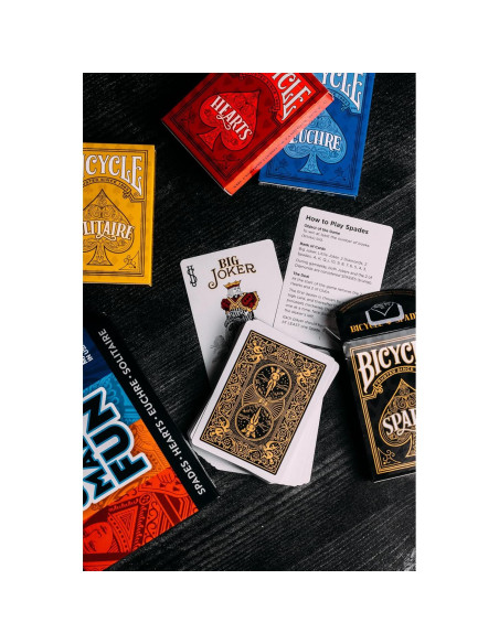 Paquete de 4 Juegos de Cartas Bicicleta: Euchre, Solitario, Espadas, Corazones Paquete de 4 Juegos de Cartas Bicicleta: Euchre, Solitario, Espadas, Corazones