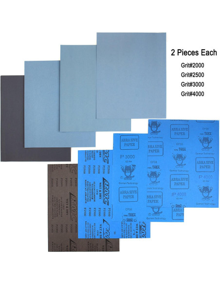 Papel de Lija 16 Hojas 9x11" ADVcer Grano 2000-10000 Papel de Lija 16 Hojas 9x11" ADVcer Grano 2000-10000