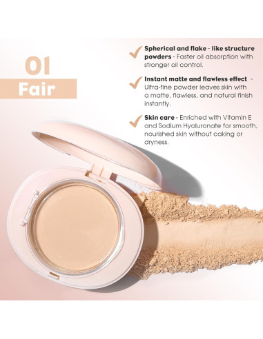 Polvo Compacto UCANBE 2-en-1 Mate Control Aceite 01 Claro