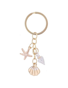 Llavero de Playa Mikovivi con Conchas y Estrellas de Mar 8x5cm