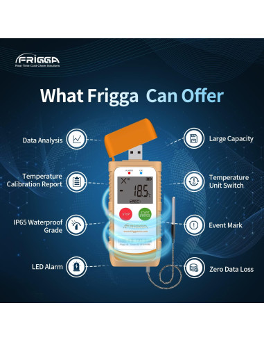Registrador de Datos de Temperatura Frigga M1E con Sonda Externa