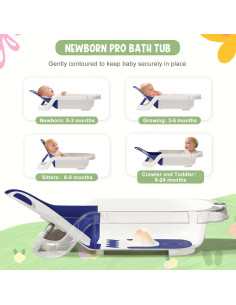 Bañera Reclinable para Bebés LAUJIA Azul 75x39 cm 2