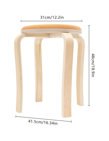Juego de 8 Taburetes Apilables de Madera MARTEXBUY 48cm