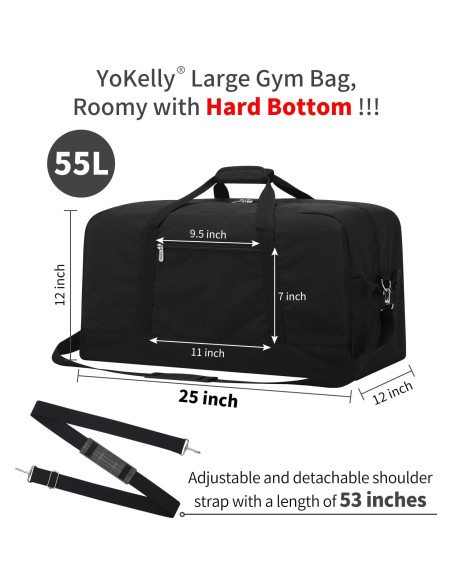 Bolsa de viaje grande 55L para hombres - Negra - 63.5x30.5x30.5 cm Bolsa de viaje grande 55L para hombres - Negra - 63.5x30.5x30.5 cm