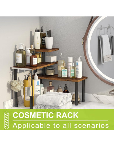 Estante de Esquina BMOSU Ajustable 3 Niveles Madera Rústica