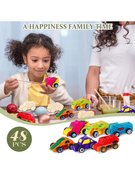 Juguetes de Auto de Madera DIY Lenwen 48 Pcs para Niños Juguetes de Auto de Madera DIY Lenwen 48 Pcs para Niños
