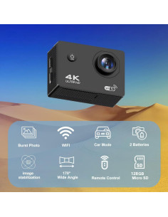 Cámara de acción 4K Uoklohiu D800S con 128GB y accesorios 2