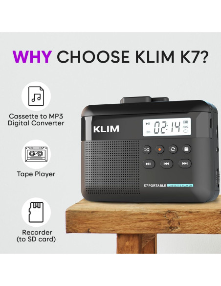 Reproductor de Cinta KLIM K7 + Convertidor a MP3 + 16GB Reproductor de Cinta KLIM K7 + Convertidor a MP3 + 16GB