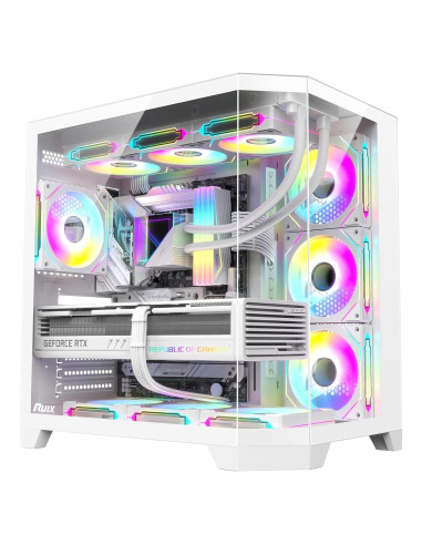 Caja de PC RUIX OV303 Mid-Tower ATX Blanca con 4 Ventiladores ARGB