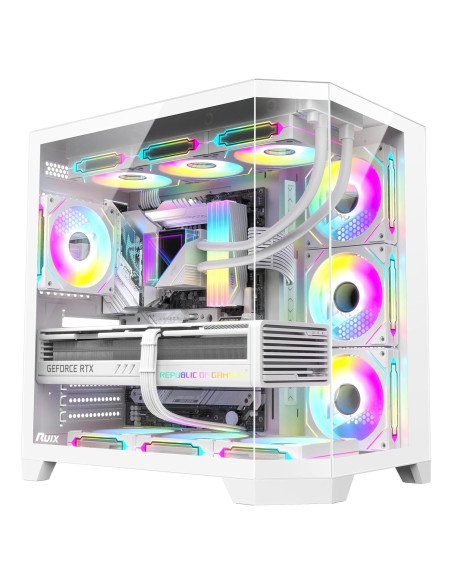 Caja de PC RUIX OV303 Mid-Tower ATX Blanca con 4 Ventiladores ARGB Caja de PC RUIX OV303 Mid-Tower ATX Blanca con 4 Ventiladores ARGB