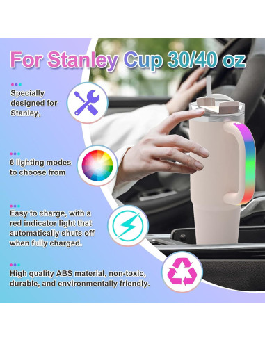 Mango Iluminado LED Tenlary Rosa para Vaso Stanley 40oz/30oz