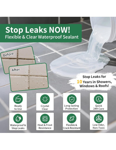 Sellador Impermeable YKF 16 Oz Cristal Claro para Techos y Paredes