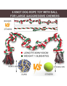 Juguetes de Cuerda para Perros Grandes Ryvaxxi 100cm 2 Paquete 2