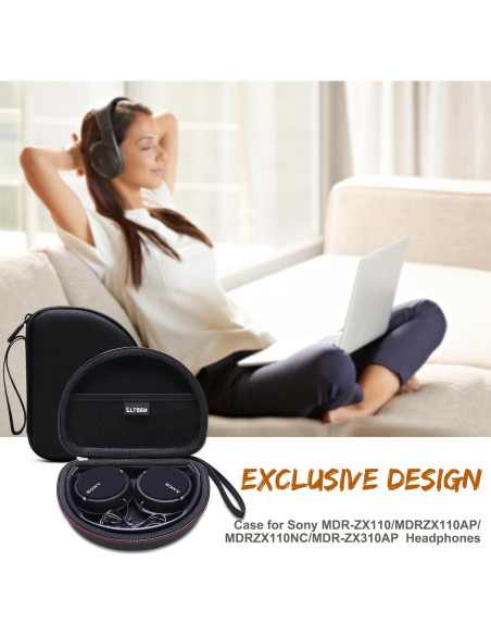 Funda LTGEM para Auriculares Sony MDR-ZX110/ZX310AP, Negro-Gris Funda LTGEM para Auriculares Sony MDR-ZX110/ZX310AP, Negro-Gris