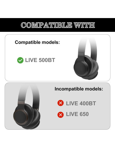 Almohadillas de Reemplazo Aiivioll para JBL Live 500BT - Negro