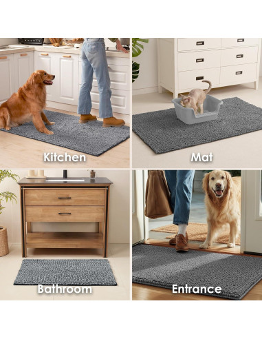 Alfombra Super Absorbente EHEYCIGA 76x50 cm Gris para Mascotas